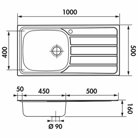 Meilleur prix 😀 Évier Inox Lisse Luisina ROCK 1 Grand Bac 1 égouttoir - Inox 💯 – Image 2
